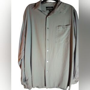 Murano Mens Beige Silk  Button-Up Shirt Size XL Office Lagonlook Business Trip